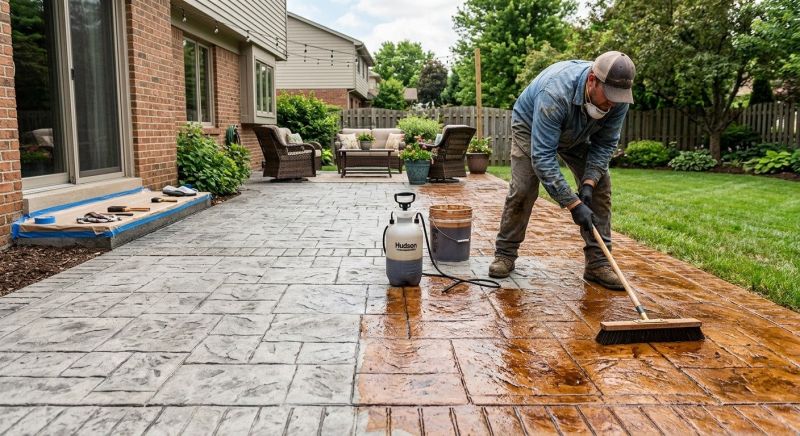 Concrete Patio Staining in Frisco, TX